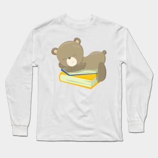 Bear Going To School, Cute Bear, Sleeping Bear Long Sleeve T-Shirt